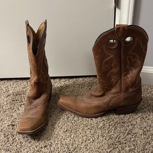 Justin Boots Brown Snip Toe Leather Soled Dancing Cowgirl Boots